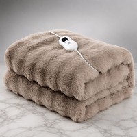 Manta Térmica Lavable Gris al por Mayor, de Piel de Conejo, Doble Cara, con Temporizador Inteligente y Protección contra Sobrecalentamiento