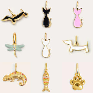 אנטי tarnish מצופה זהב נירוסטה כלב חתול פרפר גקו דג פאו קסם אמייל חיה אמייל עבור תכשיטים diy - Product Image 1