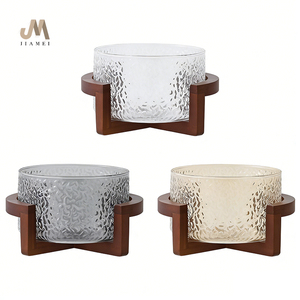 Venta al por mayor <span class=keywords><strong>de</strong></span> fábrica: Cuenco <span class=keywords><strong>de</strong></span> frutas <span class=keywords><strong>de</strong></span> vidrio con soporte <span class=keywords><strong>de</strong></span> madera, para ensalada y verduras, 1.8L/2.8L/3.8L/4.8L - Product Image 1