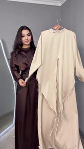 Abito da sera/banchetto <span class=keywords><strong>in</strong></span> stile Abaya con ricamo di perline e perline pesanti, maniche a campana, per occasioni di lusso, per donne musulmane del Medio Oriente - Product Image 4