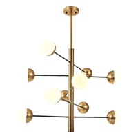 Lustre LED en verre de style nordique pour salon, modèle Zhuoer Ball, design branche d'arbre, motif haricot magique, moderne et simple, pour restaurant, chambre et magasin de vêtements, rond