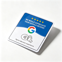 Carte NFC de commentaires et d'évaluations Boye Goole de haute qualité, avec support adhésif de bureau, film plastique laminé, pour service de vente au détail