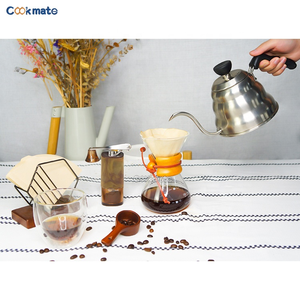Filters, <strong>Dripper</strong>, Serving, Grinder, Scale with Timer, Wooden Kettle Double Walled Glass Cup <strong>V60</strong> Drip Coffee Maker Set - Product Image 4