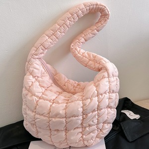 Cloud-Shaped Pleated Large Bag Heart-Shaped Down-Filled Stitching Lightweight Zipper Closure Everyday Outfits Women's Shoulder - Product Image 4