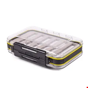 Draagbaar In Voorraad Dubbellaags Abs Easy Grip Foam Fly Fishing Box Dubbelzijdig Waterdicht Plastic Table Container Fly Box