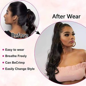 ผมต่อหางม้าสำหรับผู้หญิงมาใหม่24 "แฮร์พีซผมลอนแบบลอนธรรมชาติหางม้าทนความร้อน - Product Image 5