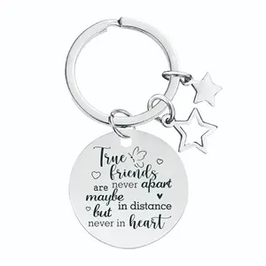 Ywganggu Stainless Steel Letter Luxury Keychain Custom Made Best Friend Things Round Shaped Metal Keychains Custom Picture