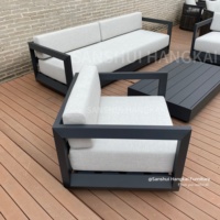 Hangkai Luxuriöse Moderne Zeitgenössische Wetterfeste Aluminium-Gartenmöbel-Sets für Hotel-Innenhof Park Kaffeetisch Sofa-Set