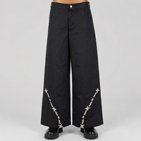 Pantalons et pantalons longs pour hommes, style urbain, avec poches, plissés, déchirés, en nylon/coton, broderie à la main, imprimé lumineux, fermeture à boutons vidéo
