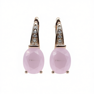 Pendientes de cuarzo rosa U Ktorzowski con baño de oro rosa y engaste de púas, para mujer, románticos, para uso diario, con forma de gota de agua - Product Image 1