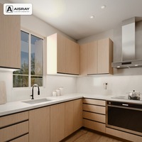 Meuble de cuisine en mélamine sur mesure, aménagement en L minimaliste, livraison en kit, fournitures pour projets domestiques et rangement coulissant