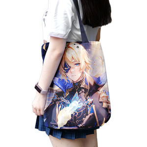 35*38.5CM Genshin Impact Anime sac à bandoulière en toile sac de rangement pour shopping <span class=keywords><strong>ganyu</strong></span>/Ayaka Kamisato/raiden shogun/keqing - Product Image 1