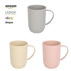 Vaso de agua de paja de trigo con asa, para beber directamente, portátil, para estudiantes, para dormitorio, lavable. - Product Image 2