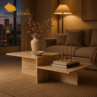 Table basse en travertin Cotrustone, pierre naturelle, finition mate, table centrale de luxe, meubles de salon