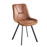 Chaise de salle à manger en cuir coloré de style nordique moderne avec structure métallique pour hôtel et restaurant, design durable