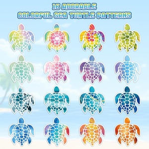 Pegatina de tortuga marina de primavera personalizada, calcomanías motivacionales de tortuga coloridas bonitas, regalos para niños, botella de agua de fiesta de recompensa para profesores - Product Image 3