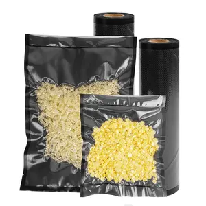 Venta caliente rollo de alimentos al vacío negro bolsas de vacío de almacenamiento de alimentos de compresión rollos de bolsas de sellado al vacío