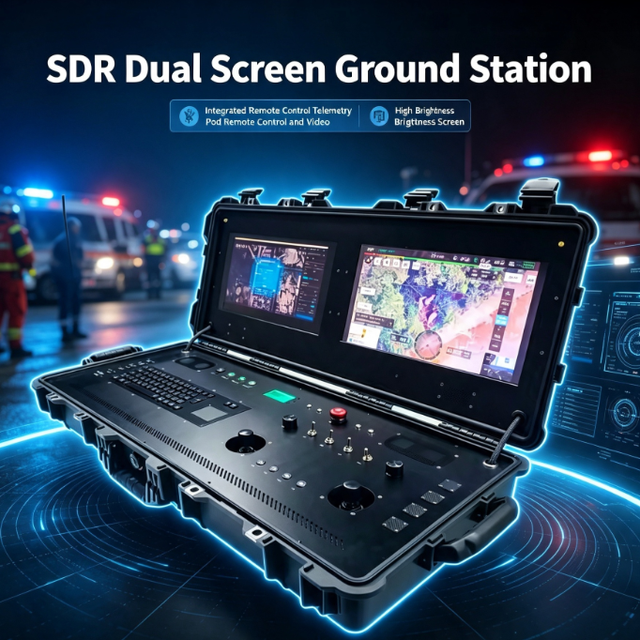 GCS SDR Dual Screen Remote Controller Drone Ground Control Station UAV Unmanned Aerial Vehicle MANET Monitoring Video Link FPV