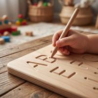Jouets en bois Montessori, aides pédagogiques pour l'éducation précoce, alphabet et chiffres pour enfants, stylo de calligraphie à double face avec rainures pour le contrôle de la écriture