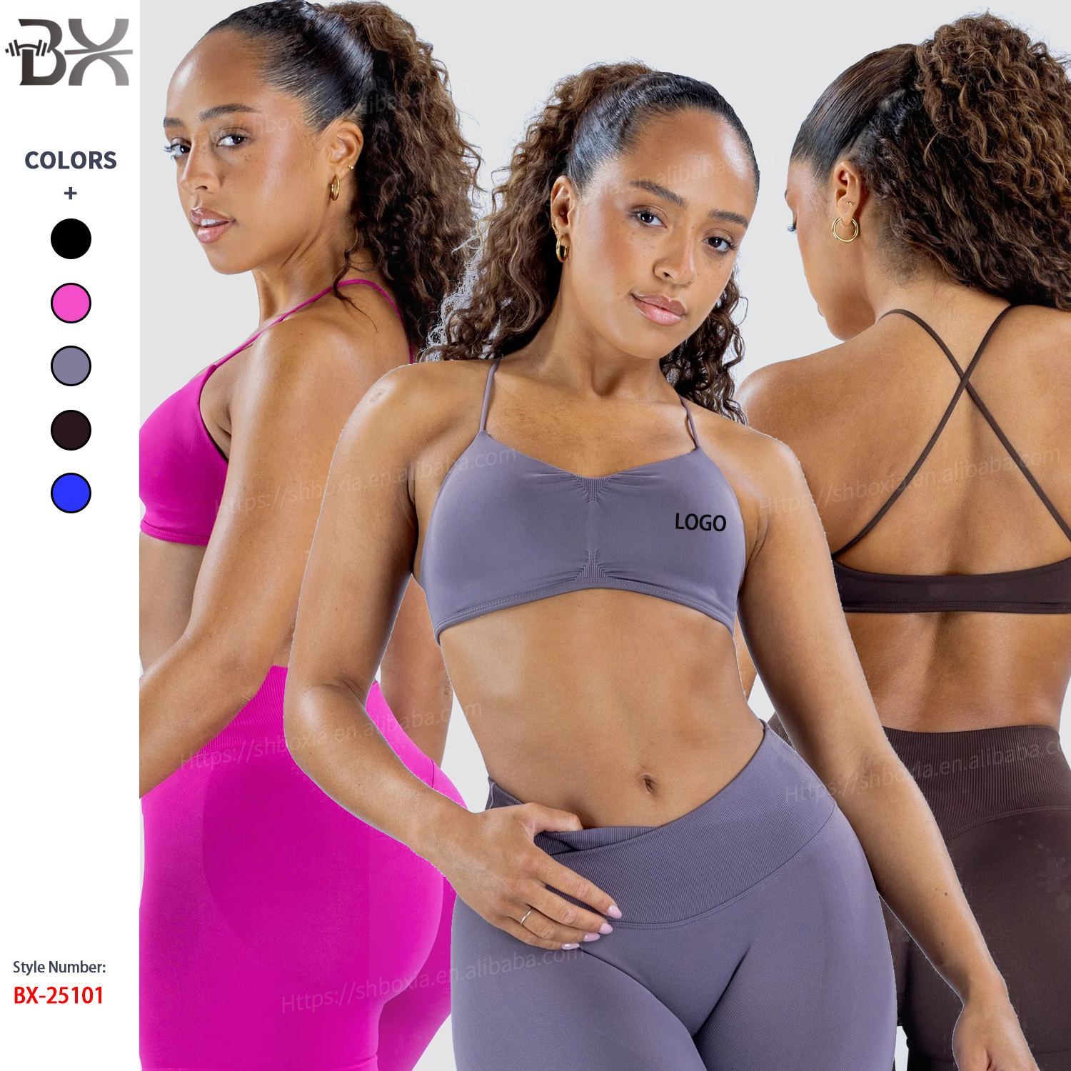New Popular Women's Lightweight Reversible Quick Dry High Elastic Shock-proof Cross Back Backless Seamless Yoga Halter Bra
