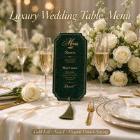 Cartes de Menu/Place de Mariage Personnalisées YONGHONG en Velours, Impression Offset Dorée Élégante, Pompon Personnalisé, Réception de Mariage de Luxe