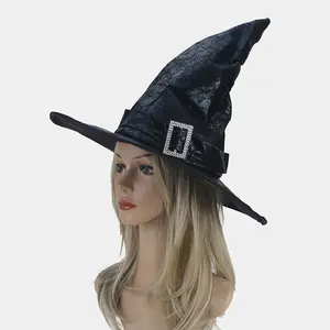 New Design Women Holiday Party Decoration Cosplay Accessories Costume Cosplay Party Wide Brim Halloween Wizard Hat