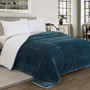 Couette matelassée réversible vert émeraude et violet, garnissage polyester, taille Queen, lavable en machine, usage hivernal, hypoallergénique - Product Image 5