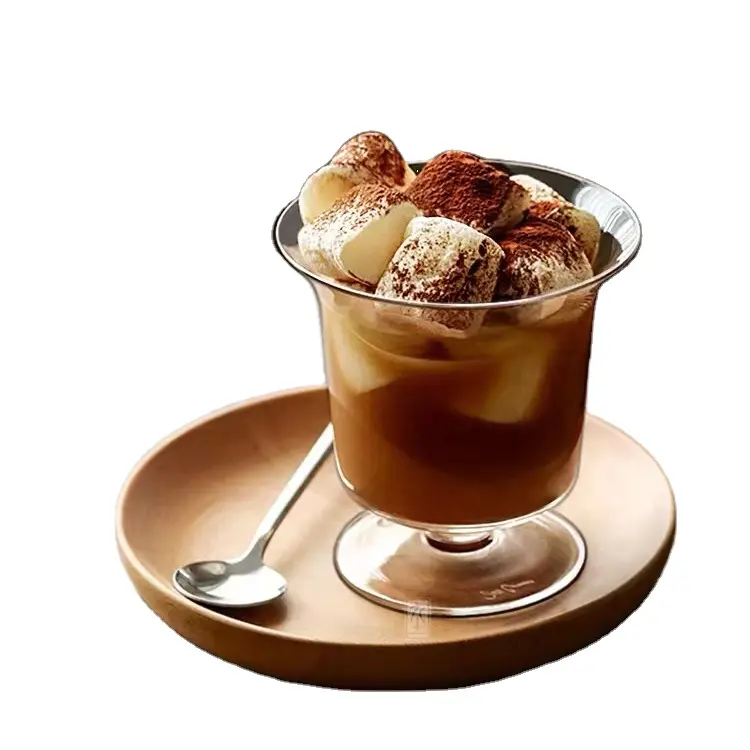 Groothandel Aangepaste Hotel Levert Restaurants Eenvoudige Mode Bar Ijs Dessert Cup Helder Glas Yoghurt Kom