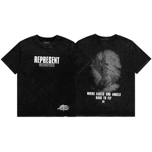 T-shirt Saint Vintage pour femme et homme, manches courtes, délavé, effet vieilli, style streetwear américain, coupe ample, en coton 230g, imprimé lettres - Product Image 5