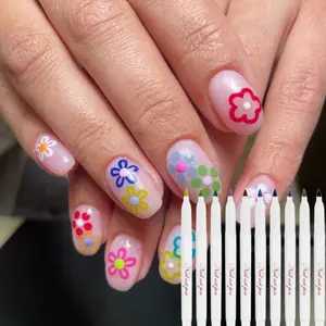 KHY उच्च गुणवत्ता Nailart के साथ की आपूर्ति उपकरण पोलिश तेल ब्रश टिप एक्रिलिक पेंट के लिए ड्राइंग पेंटिंग कला भित्तिचित्र कील आकर्षित कलम