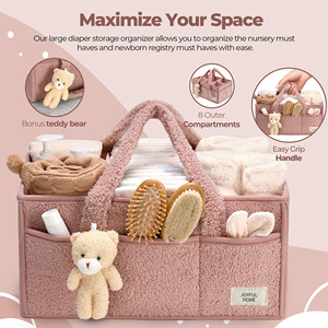 Cesta Organizadora Grande para Pañales y Toallitas, Regalo para Baby Shower, Organizador de Cuarto de Bebé con Oso - Product Image 1