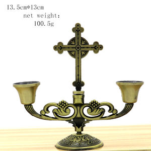 BZR21558-2ศาสนางานฝีมือโลหะทองแดงคริสเตียนข้ามโบราณทองสัมฤทธิ์ชุบสีเชิงเทียนสำหรับขาย - Product Image 6