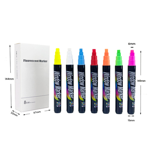 GREEN SPRING Set di 12 <span class=keywords><strong>Pennarelli</strong></span> a Gesso Liquido a 8 Colori, Cancellabili a Secco e a Umido, Personalizzabili, Non Tossici, con Punta in Feltro Jumbo e Pennello Piatto da 6mm - Product Image 5