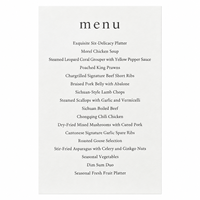 Cartes de menu de mariage personnalisées en papier d'art typographié, gaufrées, menu de table de luxe pour banquet, fête, restaurant