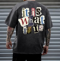 T-shirt vintage asymétrique col rond imprimé à franges pour hommes 100% coton respirant 280g tricoté écologique Street Style décontracté Emo