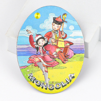 Aimant de réfrigérateur en aluminium avec feuille d'aluminium, souvenir touristique de Mongolie, design personnalisé en usine