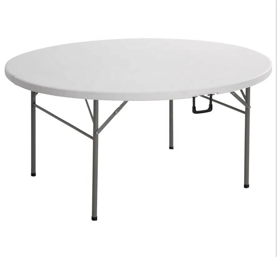 4 ft 6 ft HDPE round white outdoor semi-folding plastic party tables
