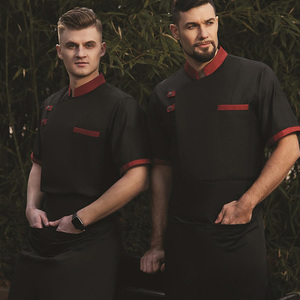 Biểu Tượng Tùy Chỉnh OEM Người Đàn Ông Phụ Nữ Unisex Nhà Bếp Đầy Đủ Thiết Lập Ngắn Tay Áo Nhà Hàng Nấu Ăn Baker Cafe Áo Khoác Nấu Ăn Đầu Bếp Tạp Dề Đồng Phục - Product Image 2