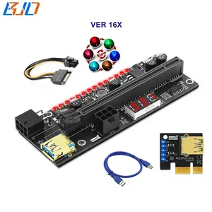 VER-16X PCI-E16Xから1Xライザーカード6PINおよびMolex電源コネクタグラフィックビデオカードGPU用60CMUSB3.0ケーブル