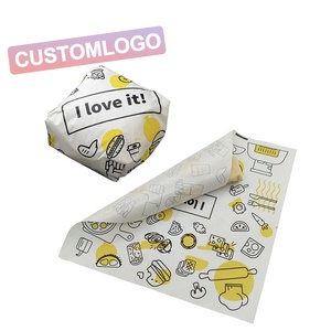 Customize Logo Food Grade Waxed Paper PE Wax Grease proof paper food wrapping burger wrapping paper