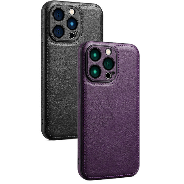 Luxury Full Grain Cell Mobile Phone  Back Cover  Leather Phone Case for iPhone 16 15 14 1312 11 Pro Max