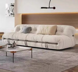 Set di Divani in Tessuto Design Italiano Hippo con Grandi Denti in Acciaio, Arredamento Minimalista per <span class=keywords><strong>Soggiorno</strong></span>, Adatto per Ville o Appartamenti - Product Image 3
