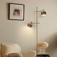 Lampe sur pied en bois et fer de style japonais avec base E27, lumière LED pour salon, canapé