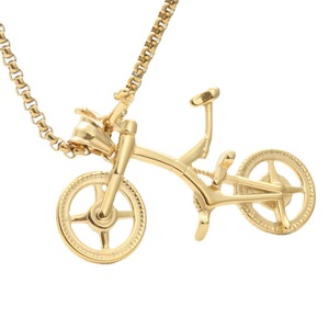 Yunnique – collier avec pendentif en forme de vélo, en alliage de zinc doré, à la mode, bijoux unisexes, cadeau - Product Image 1