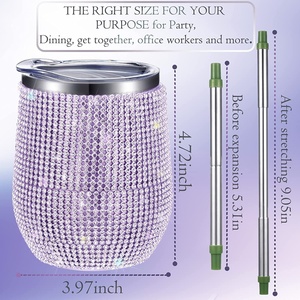 Gobelet de voyage en acier inoxydable de 12 oz avec paille pour café, thé, bureau et voyage - Product Image 2
