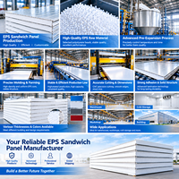 Panneau sandwich en mousse EPS, isolation thermique, panneau mural et de toiture, taille et couleur RAL personnalisées pour la construction de bâtiments préfabriqués