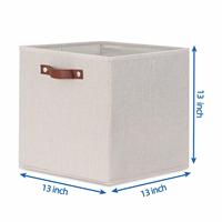Cubes de rangement en tissu avec doubles poignées en cuir, paniers pliables 13x13 pour étagères