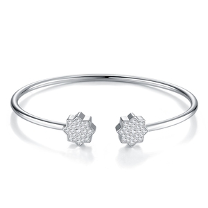 Bracelet manchette en moissanite étoile à huit branches de qualité supérieure, en argent sterling S925 plaqué <span class=keywords><strong>platine</strong></span>, poli miroir, serti pavé, pour femme - Product Image 3