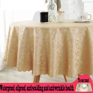 Waterproof Oilproof <strong>Round</strong> PU <strong>Tablecloth</strong> Coffee Color Floral Embossed PU <strong>Tablecloth</strong>, Stain Resistant <strong>Wipeable</strong> <strong>Round</strong> Table Cover - Product Image 6
