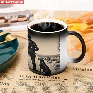 Mug de pique-nique d'extérieur en céramique noir givré 11oz, tasse à changement de couleur activée par la chaleur - Product Image 5